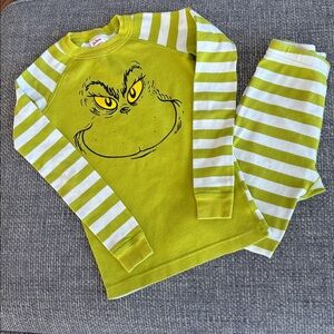 Hanna Andersson Dr. Seuss Grinch Kids Holiday Pajamas Sz 8 (130) Green